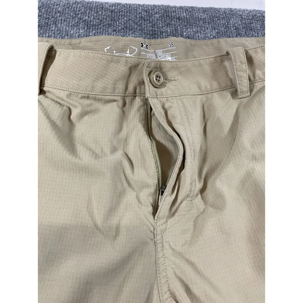 Under Armour Convertible Pants 38x32 Tan Khaki Zip Off Hiking Cargo Lightweight